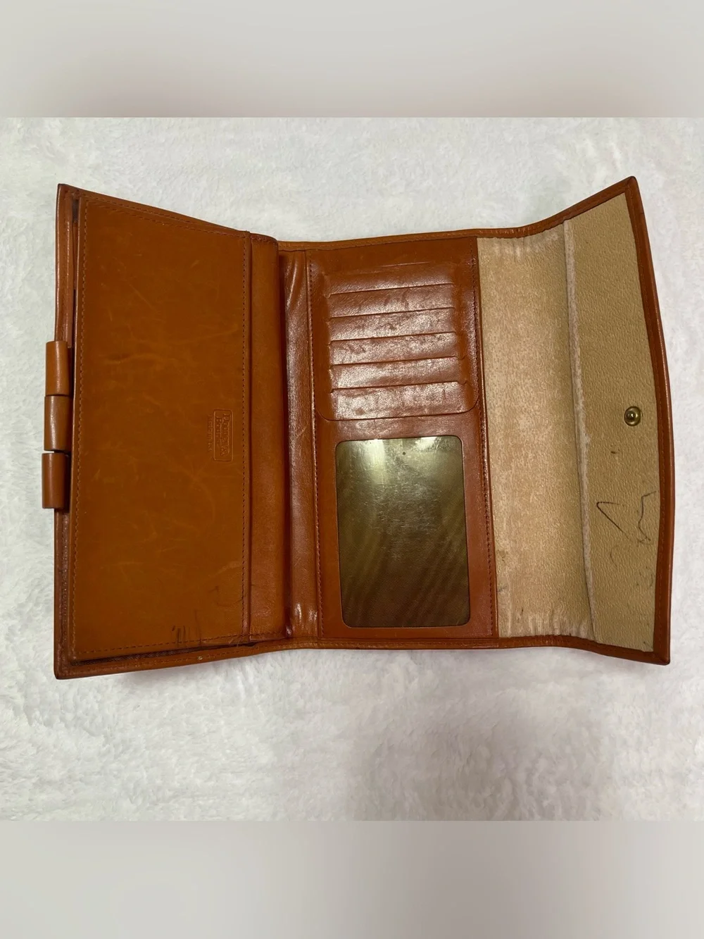 Dooney & Bourke Trio Red Leather Satchel, Wallet, Keychain Vintage Tan Trim FLAW